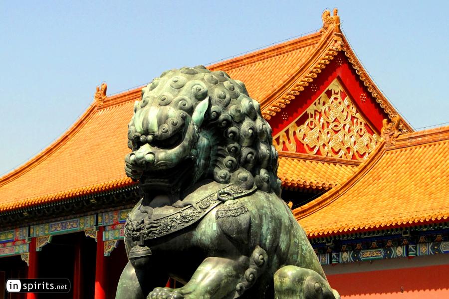 Stone Lion in Forbidden City in Beijing