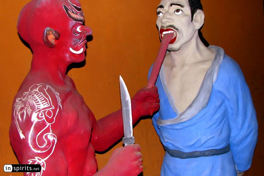 Diorama of punishment in Taoist hell