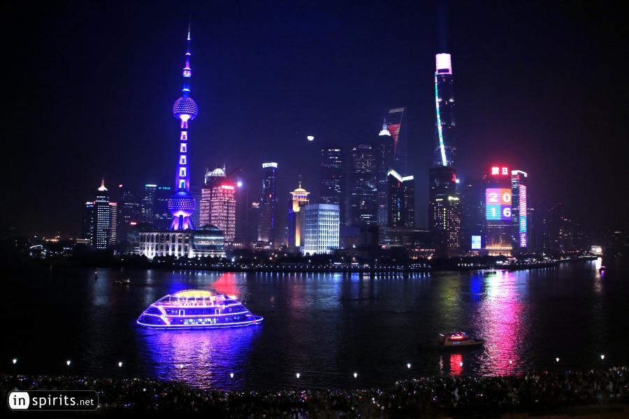 Shanghai's Skyline at the Bund is lit up at New Year's Eve