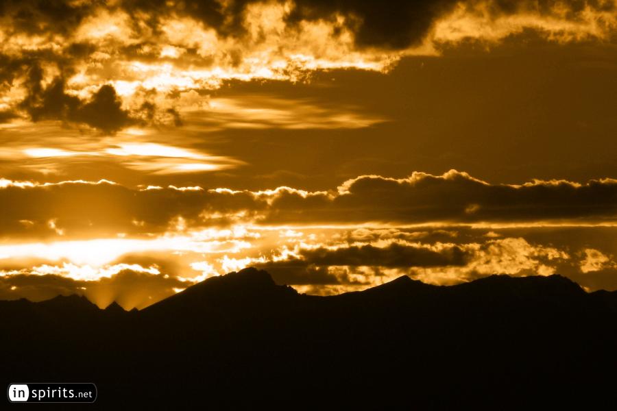 Sunset behind Mountains from the Tibet Railway