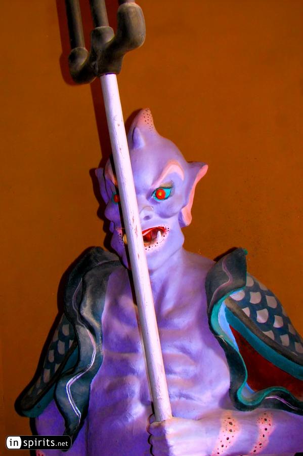 In Dongyue Temple, a Taoist demon is waving his trident