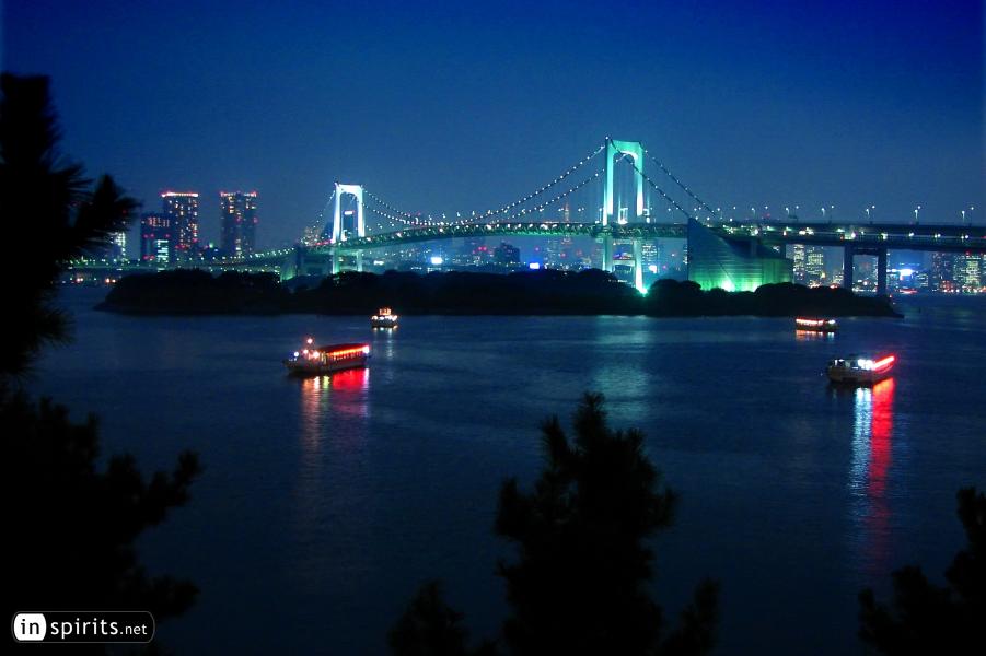 Tokyo Bay and Rainbow Bridge at Night