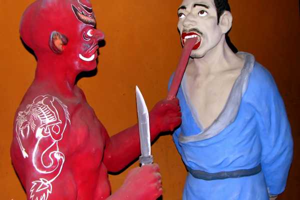 Diorama of punishment in Taoist hell