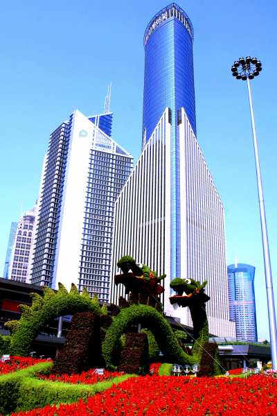 Dragons gazing at Shanghai's skyscrapers