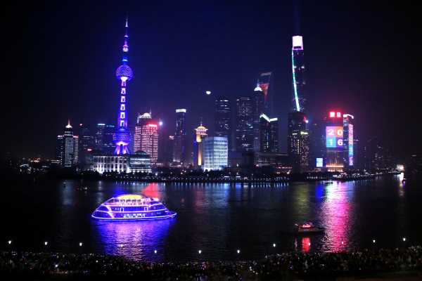 Shanghai's Skyline at the Bund is lit up at New Year's Eve
