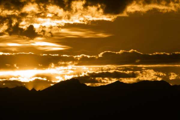 Sunset behind Mountains from the Tibet Railway