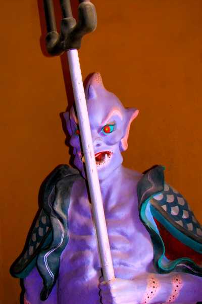 In Dongyue Temple, a Taoist demon is waving his trident